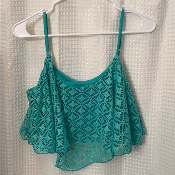 Flowy Teal Crop Top - Picture 1 of 4